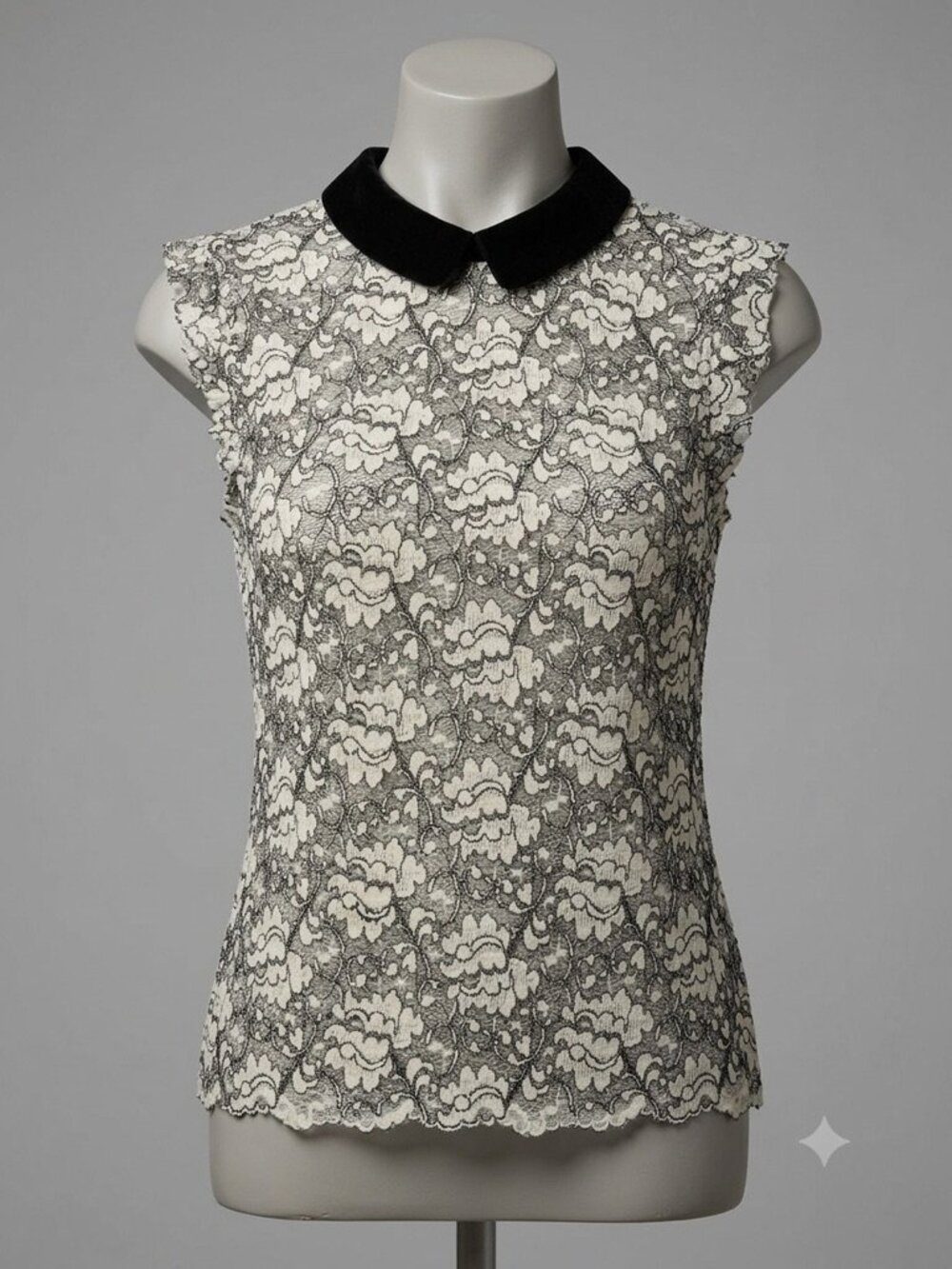 Zara Woman Black & Ivory Shell/Tank L Gothic Feminine